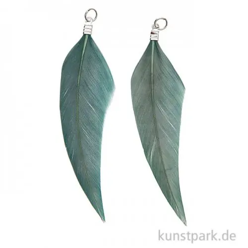 Neu Anhänger Federn - Smoky Mint, 2er Set