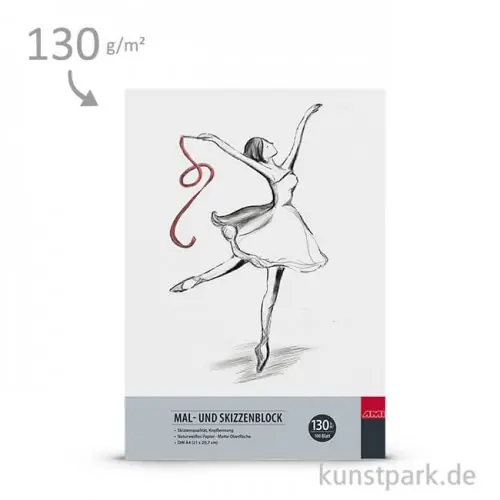 Preisknaller Mal- und Skizzenblock 130g, Kopfleimung