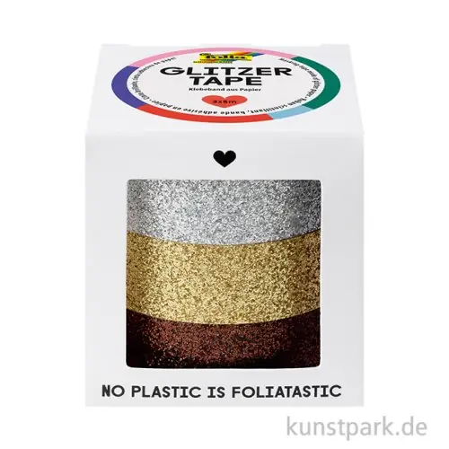 Großhandel Glitzer-Tape - Silber-Gold-Braun, 3er-Set, 15 mm, 5 m