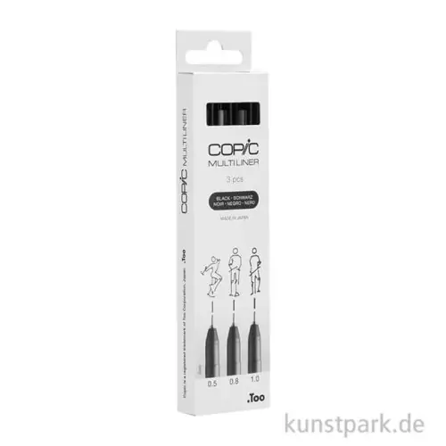 COPIC Multiliner Set - Schwarz, 3 Strichstärken, 0,5-1 mm Limited Edition