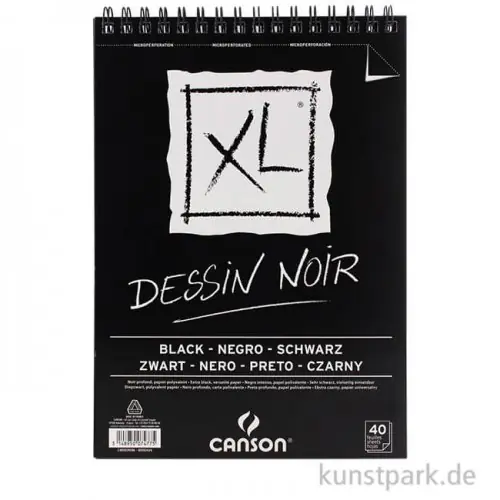 Top-Qualität Canson XL Dessin NOIR Zeichenpapier, 40 Blatt, 150g