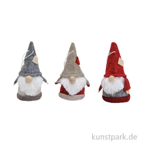 Wichtel aus Filz, Grau / Rot / Weiß, Sortiert, 5 x 9 x 5 cm Angebot