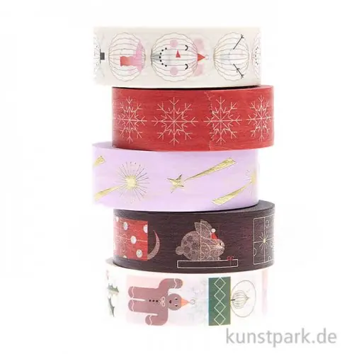 Washi Tape Set - I love Christmas, Figuren, 5 Stück, je 10 m Abverkauf