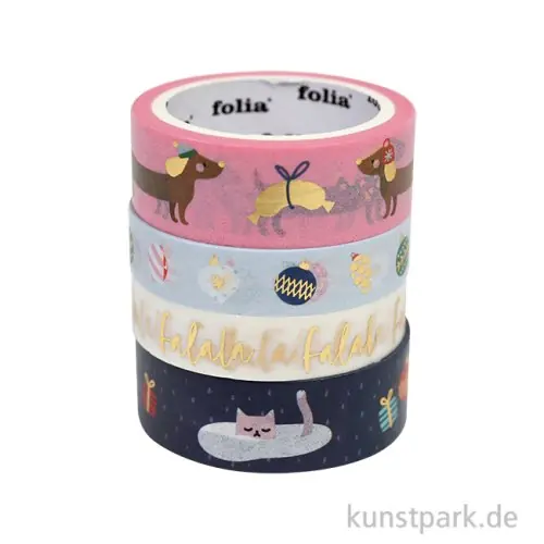 Washi-Tape Hotfoil - FALALA WINTER, 4er Set, je 5 m Geprüft