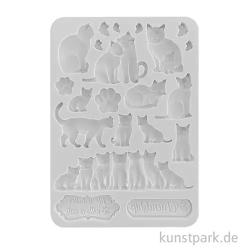 Abverkauf Stamperia Silikon Gießform - Orchids and Cats - Cats, A5