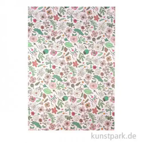 Handgefertigt Decoupage Papier - Hygge Blumen, 3 Stück