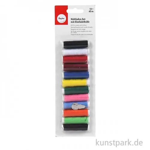 Garantierte Lieferung Nähfaden Set mit Einfädelhilfe, 12 Spulen à 45 Meter