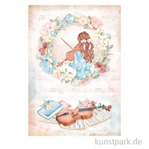 Stamperia Reispapier - Create Happiness Oh la la Violin, DIN A4 Markenprodukt