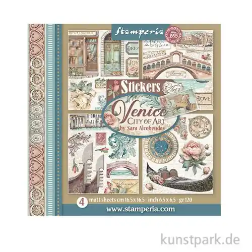 Stamperia Stickers - Venice City of Art, 4 Stickerbögen Premium