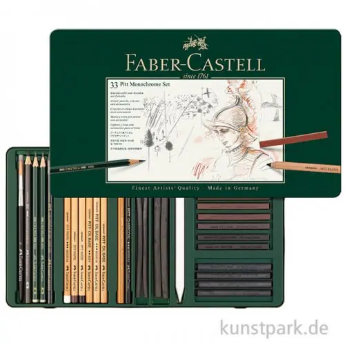 Faber-Castell PITT Monochrome Set groß - 33teilig Handgefertigt
