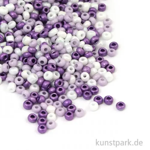 Rocailles Perlmutt Lila Mix - 2,6 mm, 17g Dose Kostenloser Rückversand