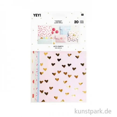 Flachbeutel mit Sticker - Rosa, medium Abverkauf