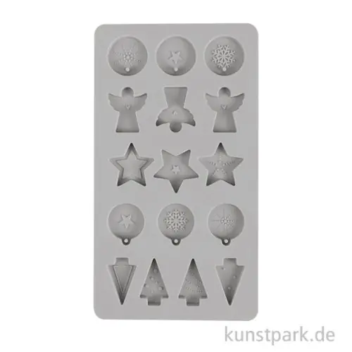 Silikon Gießform - Mini Dekoformen Xmas, 16 Motive, 14,5 x 26 x 1 cm Direktkauf
