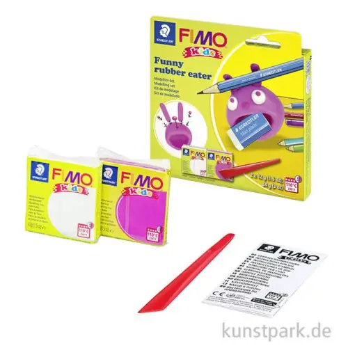 FIMO Kids Modellierset - Funny Rubber Eater, 2 x 42 g + Zubehör Highlight