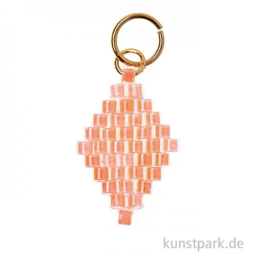 Anhänger Brick-Stitch - Raute, Neon-Orange Geprüft