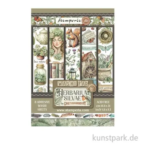 Garantierte Lieferung Stamperia Washi Pad - Herbarium Silvae, 8 Blatt, A5