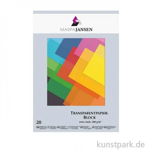 Marpa Jansen Transparentpapier farbig sortiert, extra stark, 20 Blatt Top-Preis