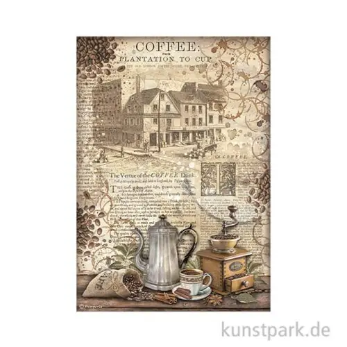 Ausverkauf Stamperia Reispapier - Coffee and Chocolate Grinder, DIN A4