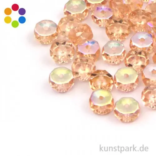 Glas Schliffperle RADL irisierend - 6x3 mm - 40 Stück Neue Kollektion