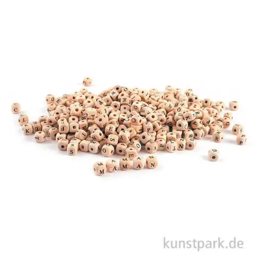 Super-Preis Buchstabenperlen aus Holz, Quadratisch, 10 mm, 400 Stück