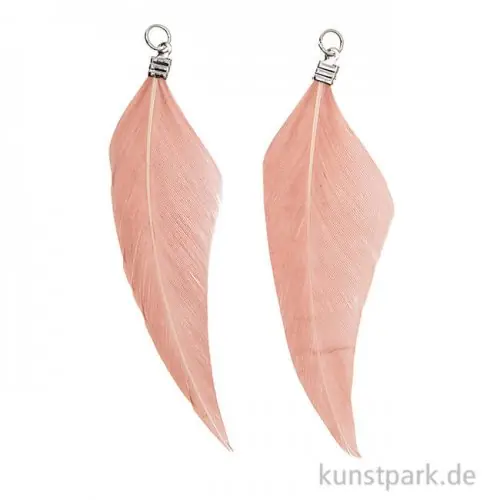 Anhänger Federn - Puder dunkel, 2er Set Geld-Zurück-Garantie