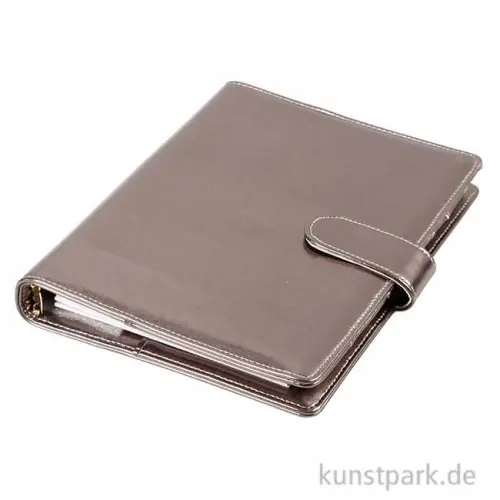 Top-Angebot Planer Ringbuchformat aus Kunstleder - Metallic Hellgrau
