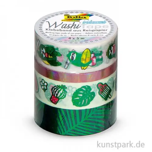 Washi-Tape Hotfoil - IRISIEREND GRÜN, 4er Set, je 5 m Schnäppchen
