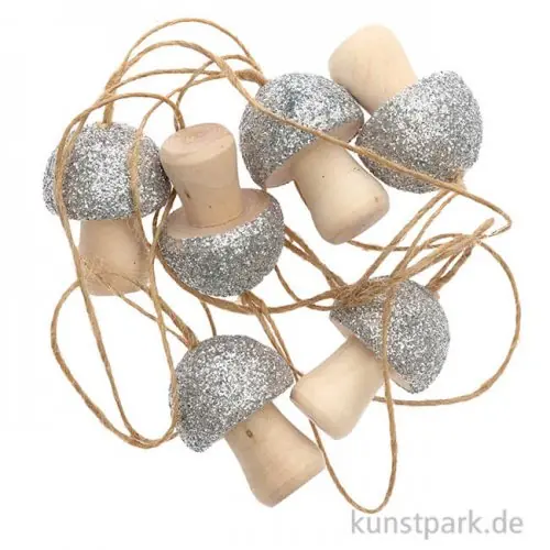 Pilz als Anhänger aus Holz mit Silber-Glitter, 6 Stück Bestpreis