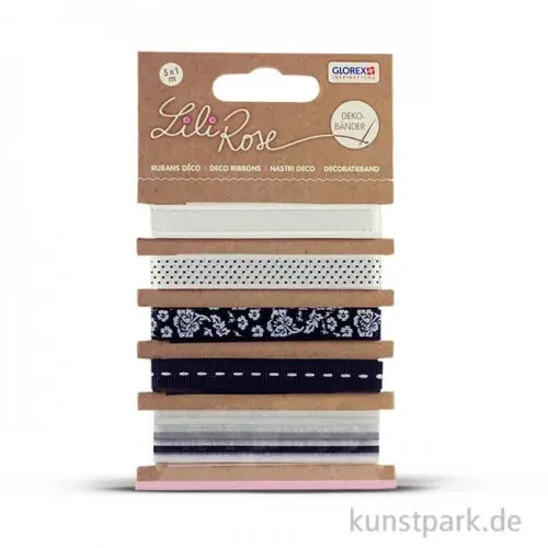 Neuheit Dekobänder - Weiß-Schwarz, 5 x 100 cm