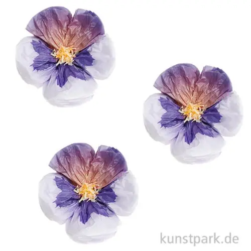 Seidenpapierblumen - Stiefmütterchen, Lila, 13 cm, 3 Stück Top-Preis