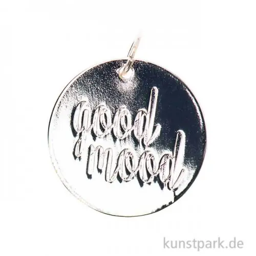 Markenprodukt Schmuck-Anhänger Scheibe - Good Mood, Silber