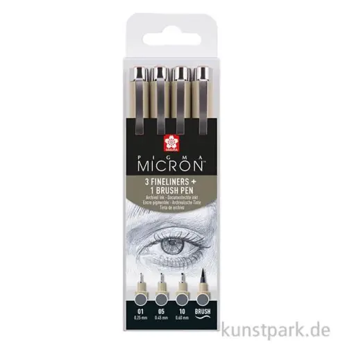 Sakura PIGMA Micron Set - 4 Strichstärken, Kaltgrau dunkel Zertifiziert