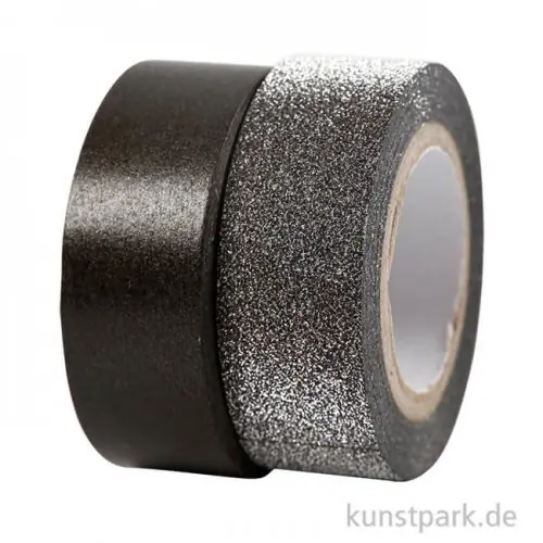 Rabatt Vivi Gade Motiv-Klebeband Washitape 15 mm - Set mit 2x5 m Schwarz