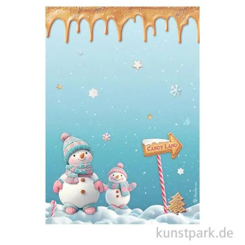 Günstig Stamperia Reispapier - Candy Christmas Snowmen, DIN A4