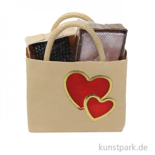 Miniatur Geschenktüte Weihnachten, 2,1 x 2 ,5 x 0,5 cm Top-Qualität