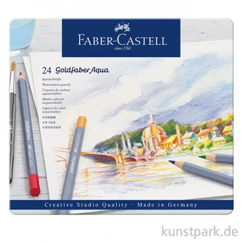 Neuheit Faber-Castell GOLDFABER Aqua, 24 Aquarellstifte im Metalletui