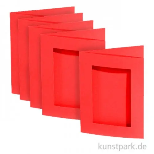 Passepartoutkarten rechteckig - Rot, 10,5x15cm, 5 Stück mit Kuvert Heute Kaufen