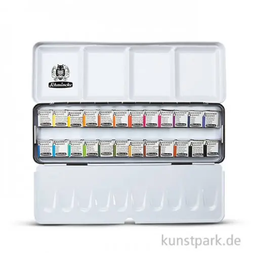 Hochwertig Schmincke AKADEMIE Aquarellkasten mit 24 halben Näpfchen