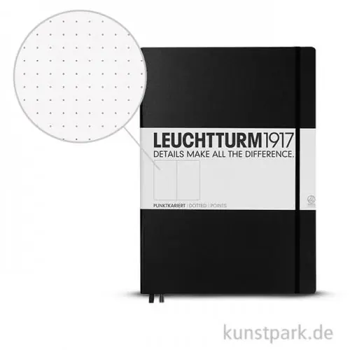 Leuchtturm Notizbuch Hardcover - Schwarz - Dotted Kostenloser Rückversand