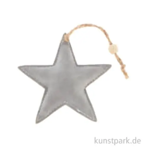 Stern zum Hängen, Veloursleder, Grau, 8,8 x 8,8 x 1,5 cm Solange Der Vorrat Reicht