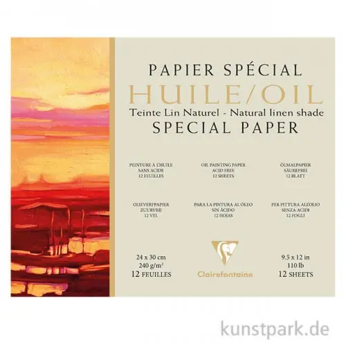 Clairefontaine Ölmalpapier, natürlicher Leinenfarbton, 240g, 12 Blatt Ausverkauf