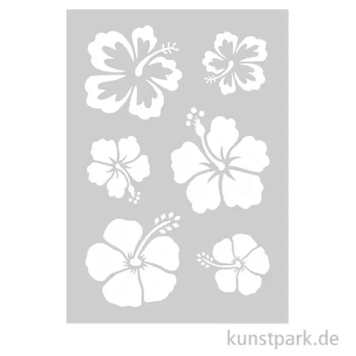 Schablone - Blumen, Hibiskus, Aloha Flowers, A5 Mengenrabatt