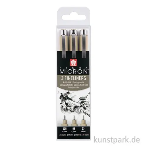 Sakura PIGMA Micron Set - 3 Fineliner 0,2-0,3 mm, Schwarz Neue Kollektion