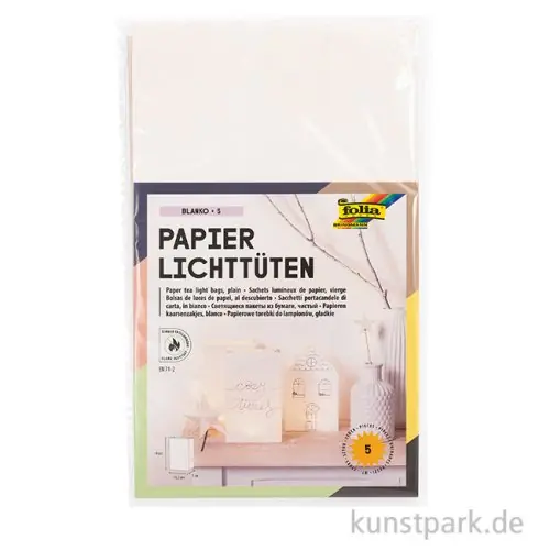 Papier Lichttüten, Blanko, 19 x 11,5 x 7 cm, 5 Stück Top-Angebot