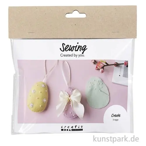 Mini Bastelset - Ostereier Nähen, Pastellfarben Gratis Versand