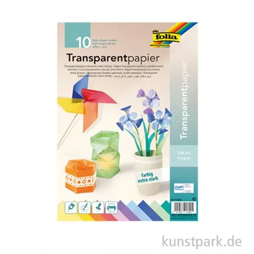 Transparentpapier Set, DIN A4, 10 Blatt farbig sortiert, 115g Kostenfreie Lieferung