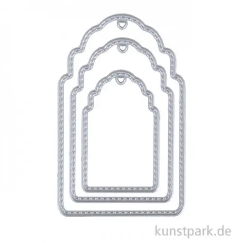 Highlight Stanzschablonen Anhänger Steppnaht, 3,2-5,3 cm x 5,1-8,5 cm, 3er Set