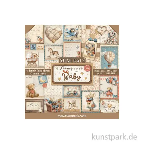 Beliebt Stamperia Scrapbooking Mini Pad - Baby, 6 Blatt, 20,3 x 20,3 cm