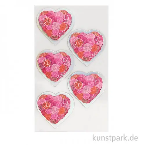 3D Sticker - Herzen Rosen, Rot Super-Preis
