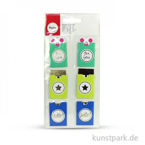 Im Trend Sticker Tags - For you - Bunt, 3,2 x 5,3 cm, 6 Stück sortiert